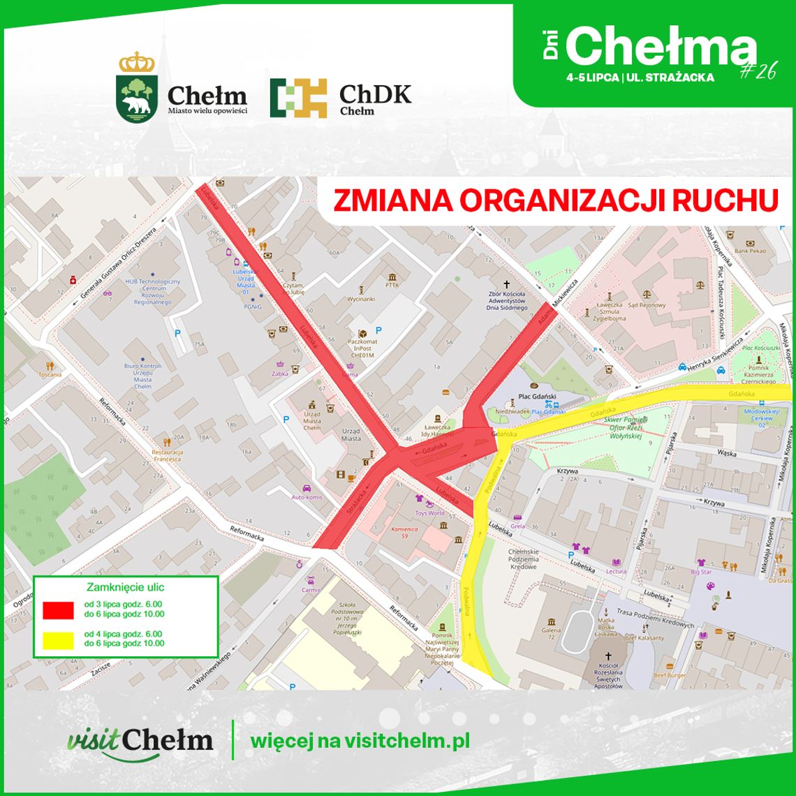 Zmiany w organizacji ruchu na Dni Chełma. Sprawdź zamknięte ulice