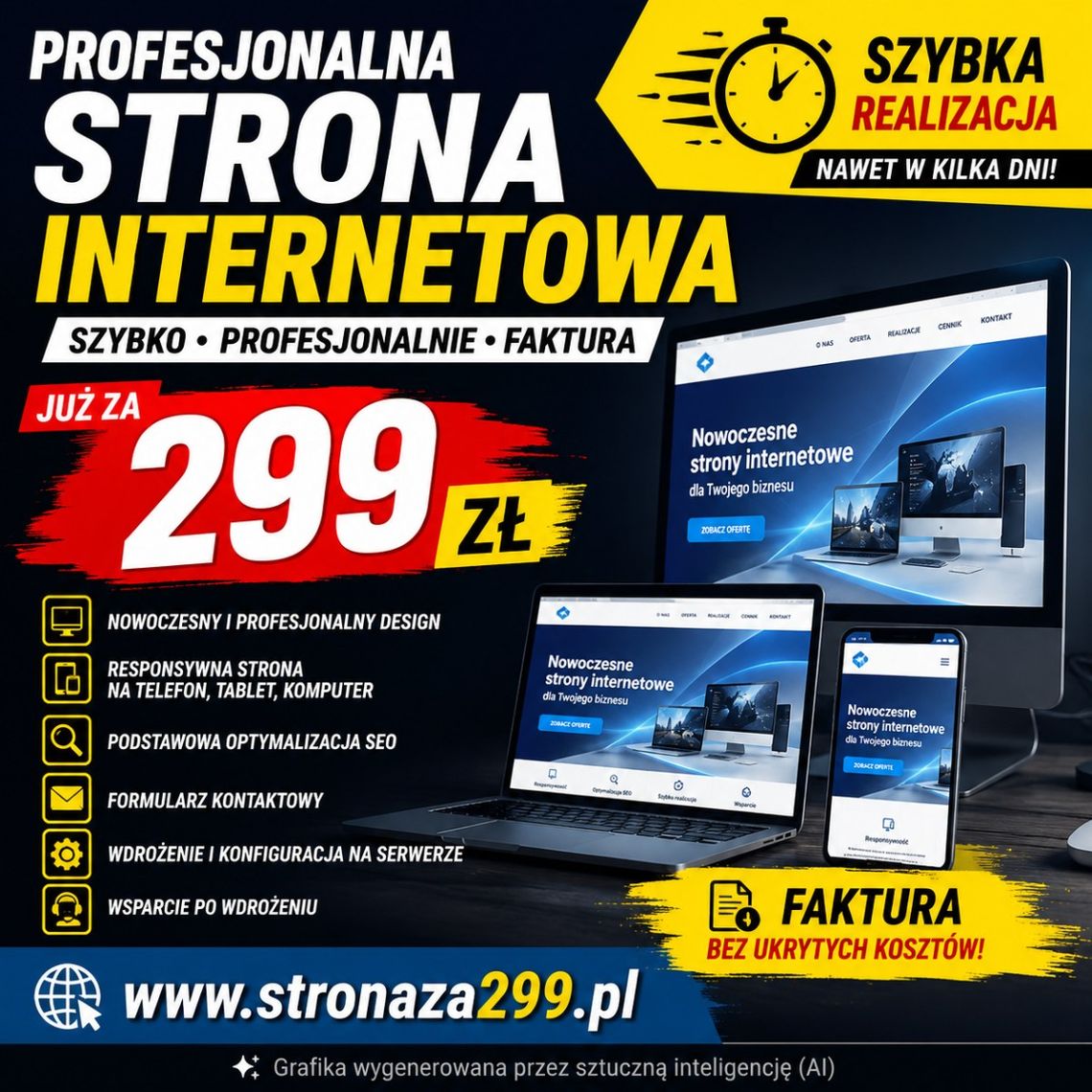 Profesjonalna strona internetowa od 299 zł | FAKTURA | stronaza299.pl