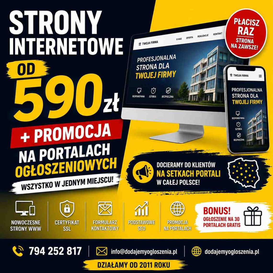 Strony WWW + projekt wstępny za darmo Strony WWW + projekt wstępny za darmo