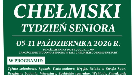 "Chełmski Tydzień Seniora" odbędzie od 5 do 11 października.