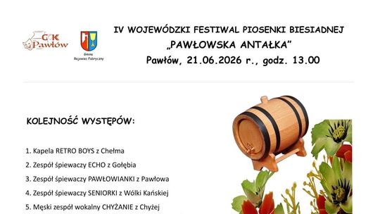 21 czerwca tereny zielone przy Gminnym Ośrodku Kultury im. Ryszarda Kapuścińskiego w Pawłowie staną się regionalną stolicą muzyki biesiadnej.