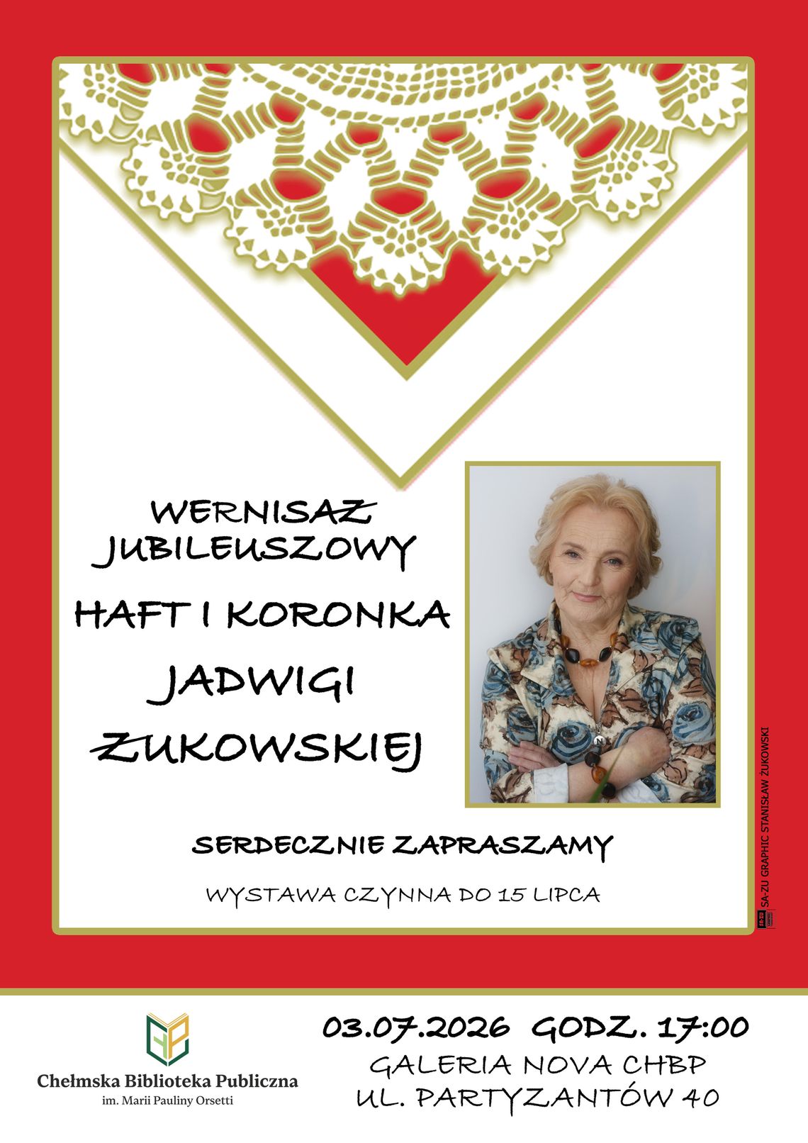 Chełm. Jubileuszowy wernisaż Jadwigi Żukowskiej w Chełmskiej Bibliotece Publicznej Spotkanie odbędzie się 3 lipca o godzinie 17.00 w galerii Nova ChBP przy ul. Partyzantów 40.