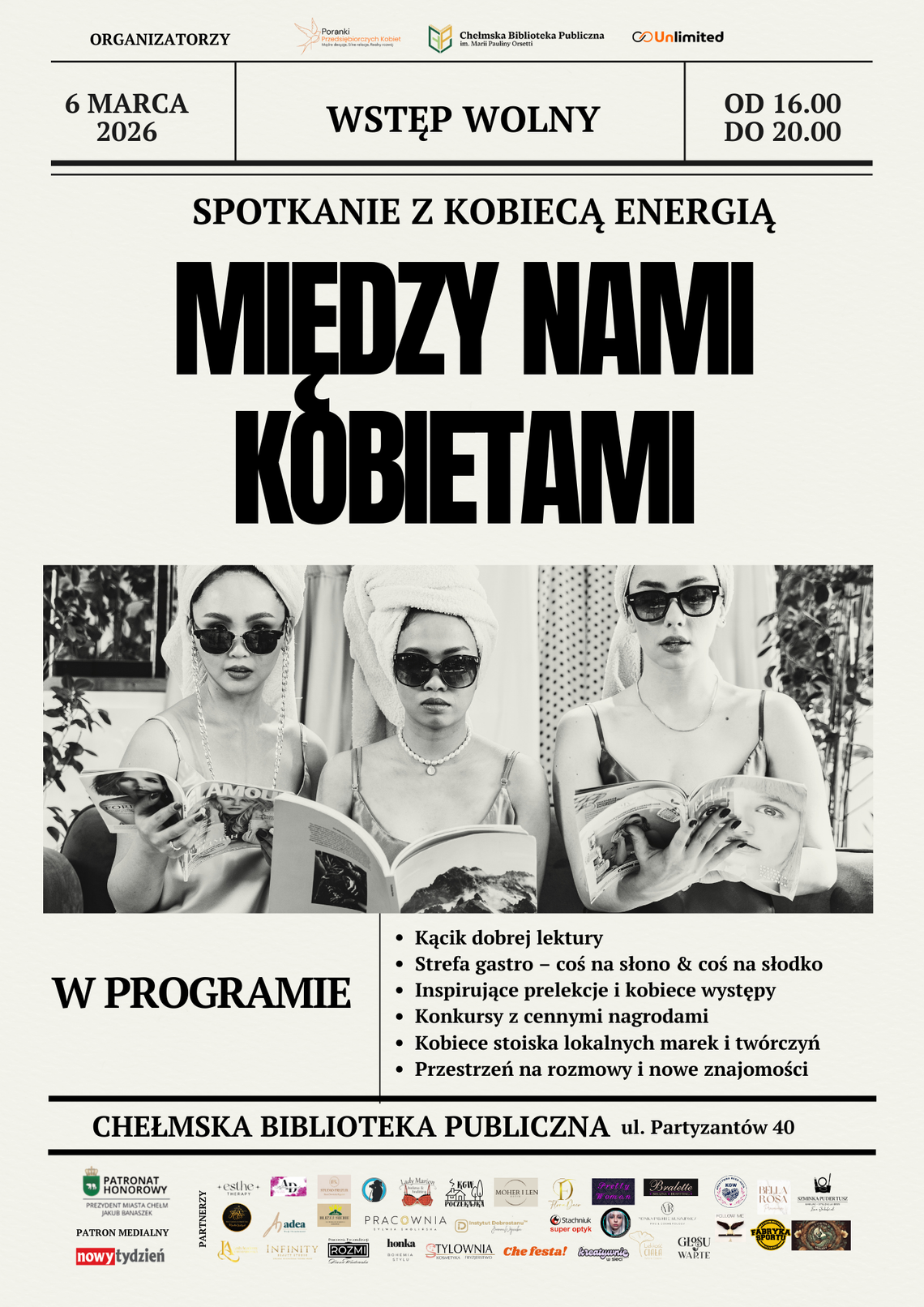 6 marca o godzinie 16:00, w Chełmskiej Bibliotece Publicznej (ul. Partyzantów 40) odbędzie się wydarzenie pt. „Między nami kobietami: spotkanie z kobiecą energią”.