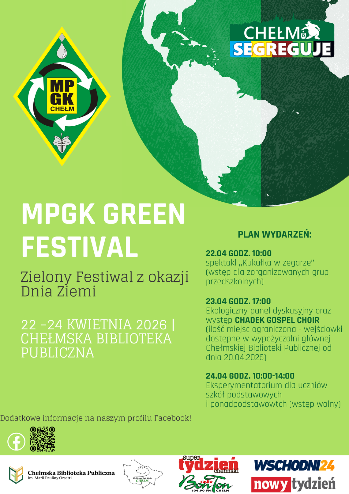 W dniach 22-24 kwietnia w siedzibie Chełmskiej Biblioteki Publicznej odbędzie się MPGK Green Festival.