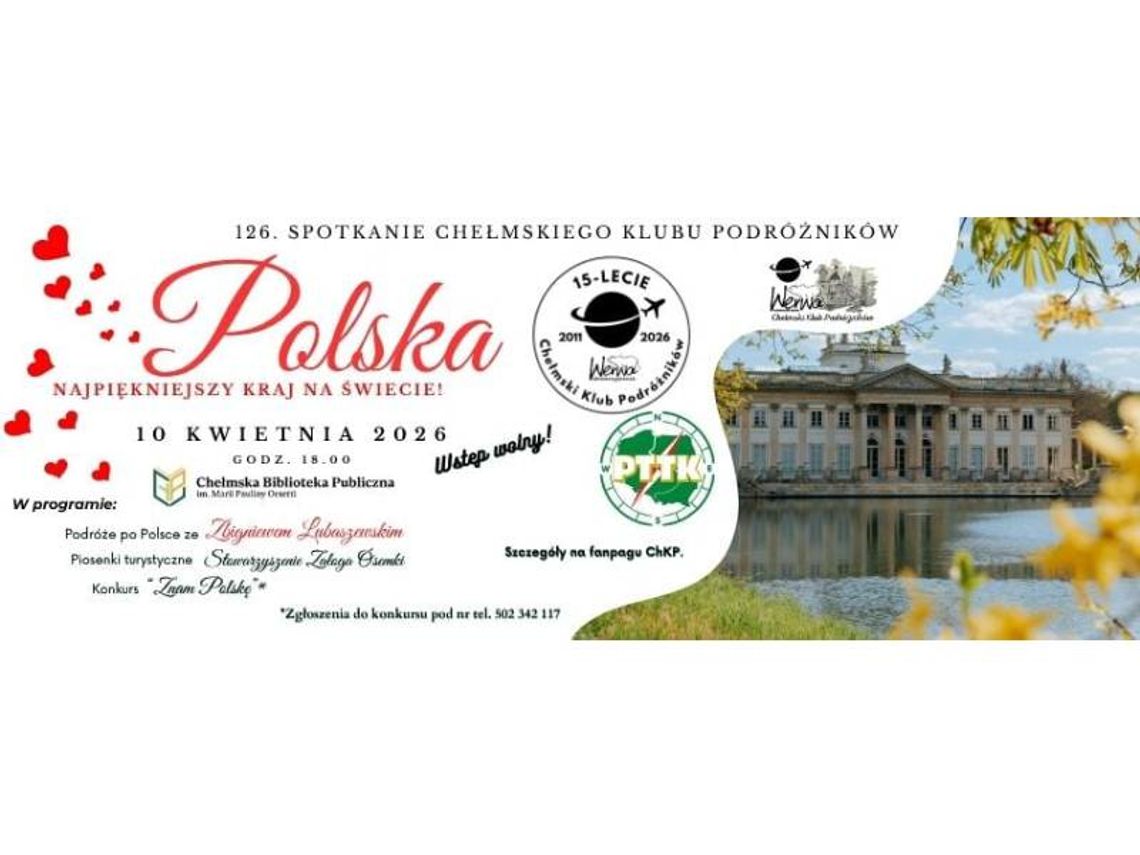 Najbliższe spotkanie odbędzie się 10 kwietnia o godzinie 18:00 w Chełmskiej Bibliotece Publicznej.