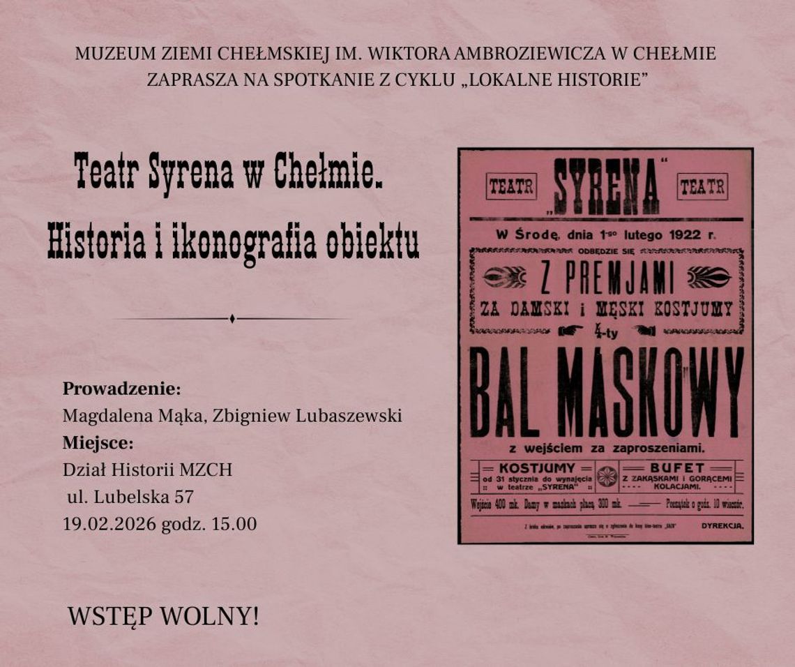 W najbliższy czwartek, 19 lutego, w Chełmie odbędzie się kolejne spotkanie z popularnego cyklu „Lokalne historie”.