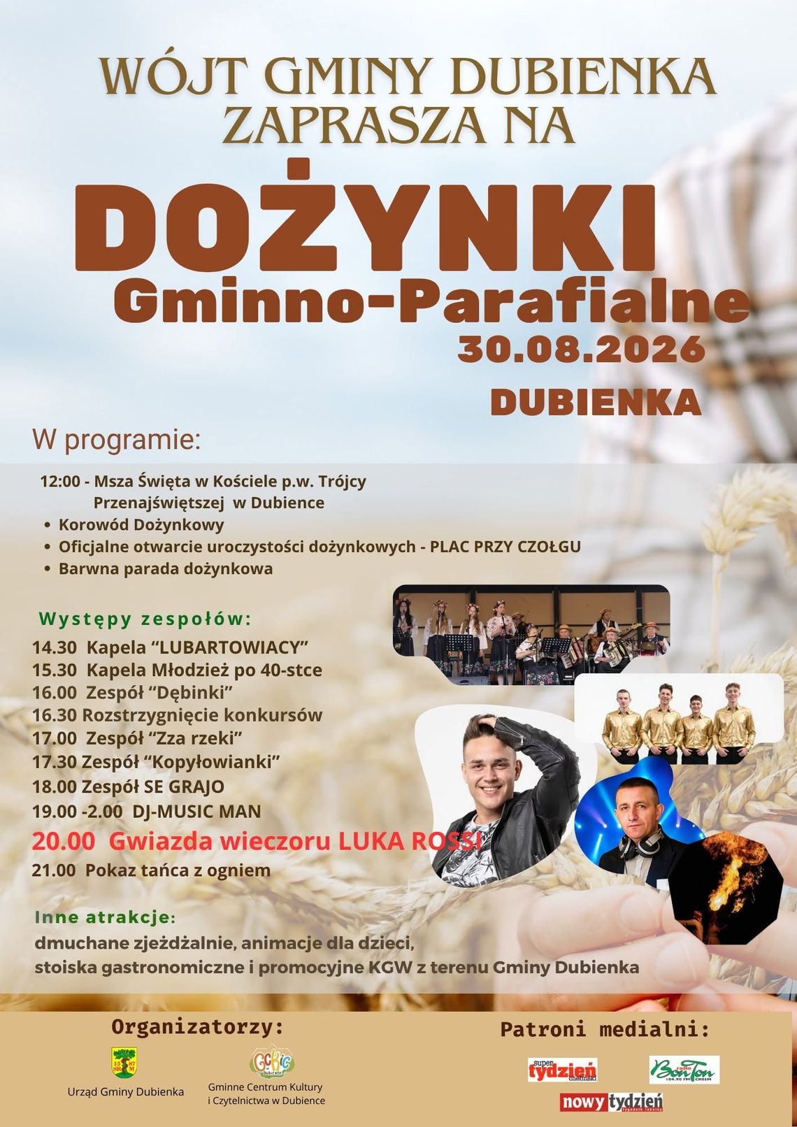Dożynki Gminno-Parafialne w Dubience odbędą się 30 sierpnia.