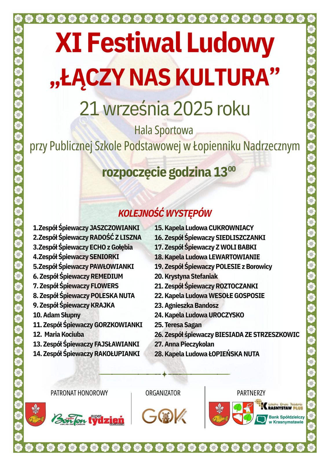 Gm. Łopiennik Górny. Zapowiedź XI Festiwalu Ludowego "Łączy nas kultura"