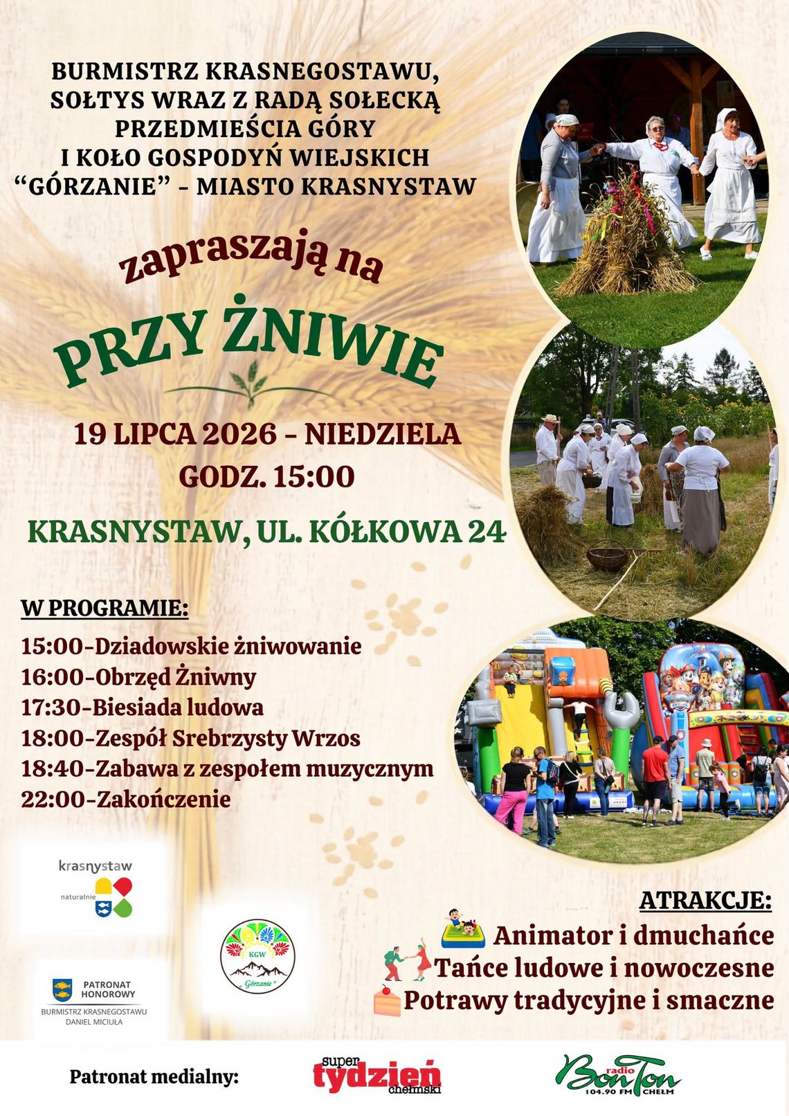 Krasnystaw. Festyn „Przy Żniwie”. Tradycja, muzyka i atrakcje dla rodzin Festyn „Przy Żniwie” w Krasnymstawie odbędzie się 19 lipca.