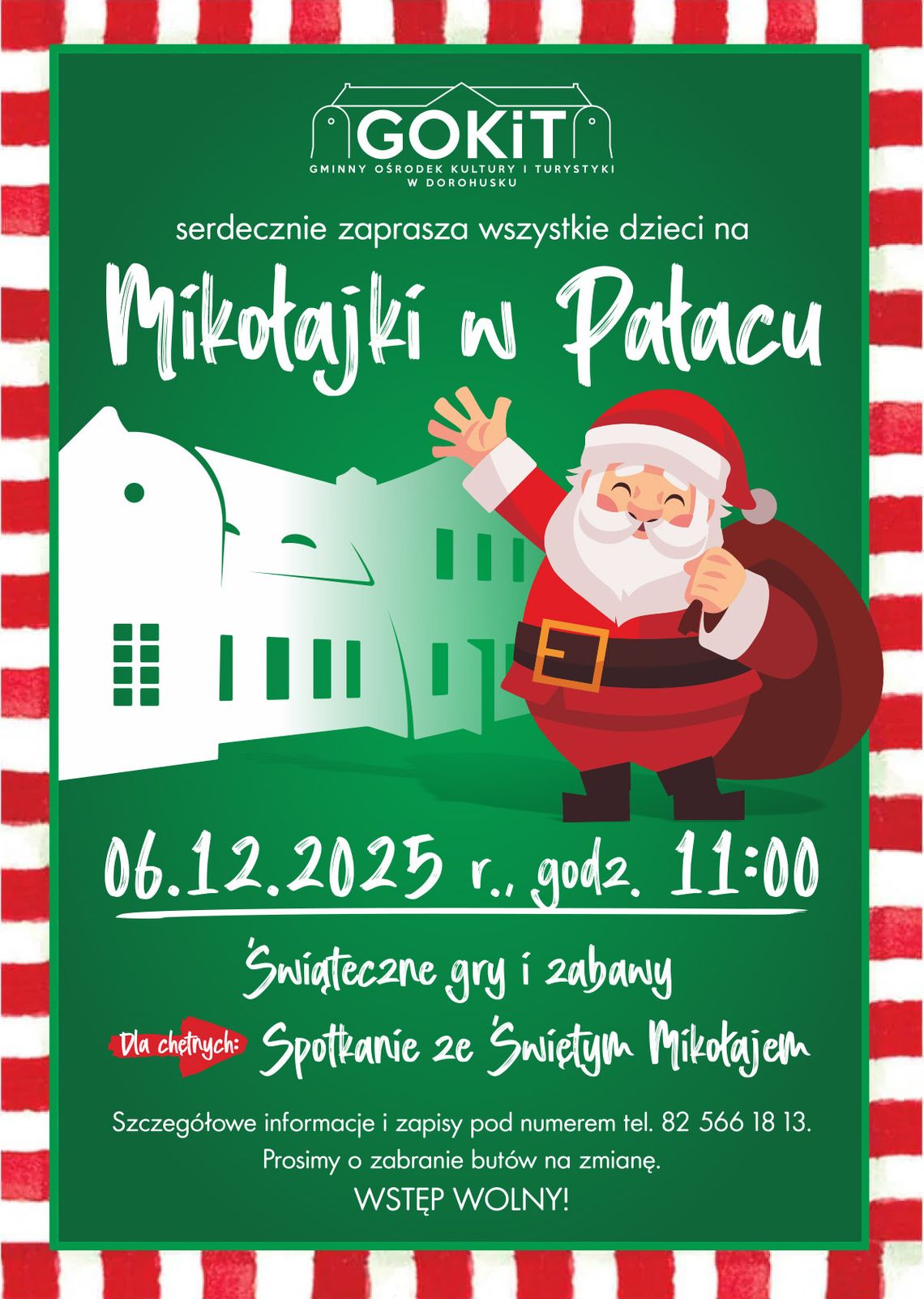"Mikołajki w Pałacu" odbędą się 6 grudnia o godzinie 11:00 w Dorohusku.