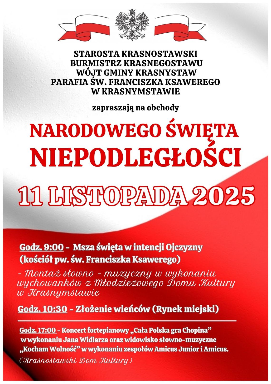 Powiat Krasnostawski uczci 107. rocznicę Niepodległości