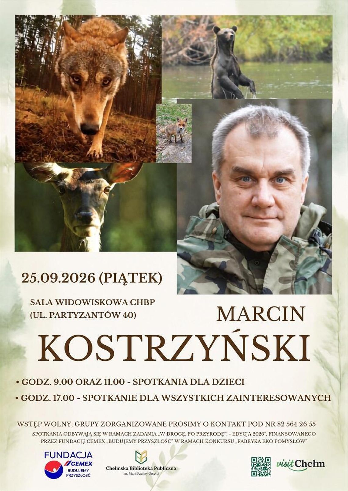 Spotkanie z „Marcinem z lasu” w Chełmie. Biblioteka zaprasza dzieci, młodzież i dorosłych Marcin Kostrzyński, znany jako Marcin z lasu, przyjedzie do Chełma 25 września.