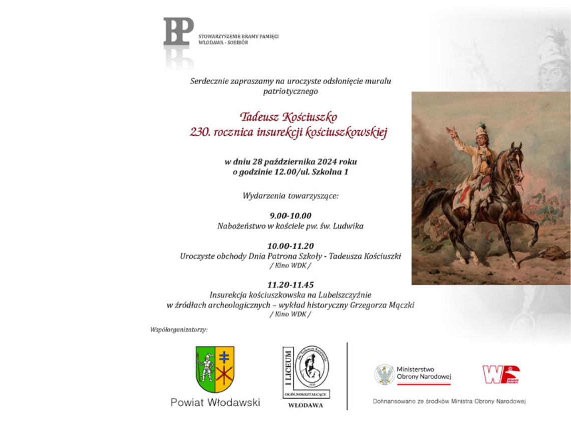 Włodawa uczci pamięć Tadeusza Kościuszki Włodawa uczci pamięć Tadeusza Kościuszki
