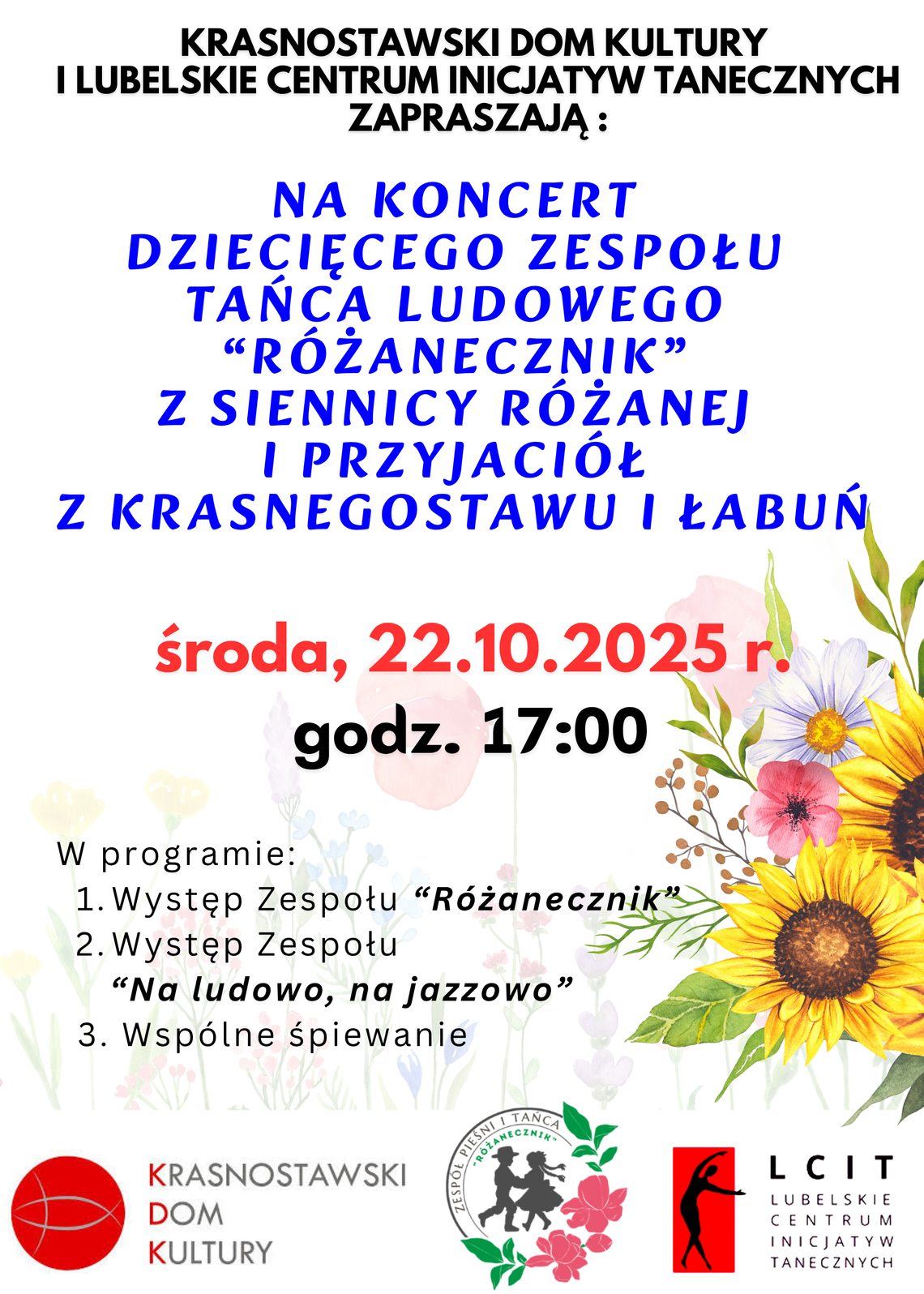 Zapowiedź koncertu Zespołu „Różanecznik” i przyjaciół w Krasnymstawie