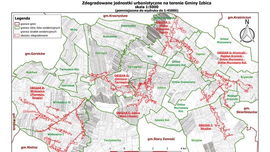 Zdegradowane jednostki urbanistyczne na terenie gminy Izbica