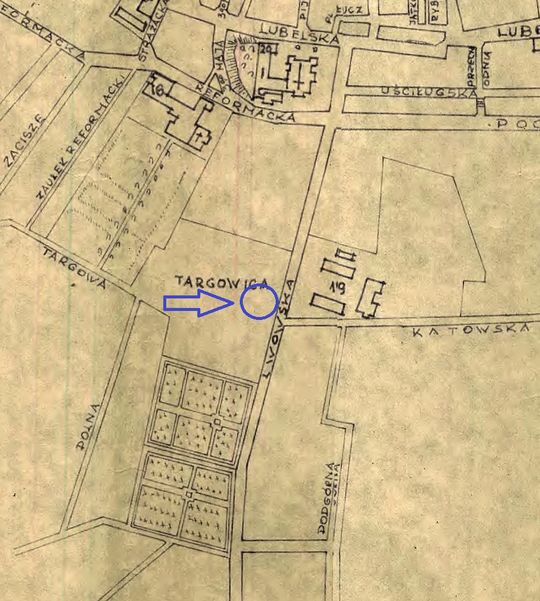 Chełm, ul. Lwowska 20 – plan sytuacyjny miasta Chełma z lat 1937-1939, z zasobu Archiwum Państwowego w Lublinie Oddział w Chełmie.