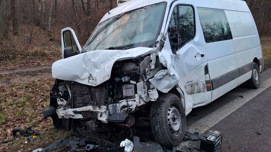 Łopiennik Nadrzeczny. Zderzenie busa z osobówką. 5 osób zabrano do szpitala. Ruch zablokowany [GALERIA ZDJĘĆ]