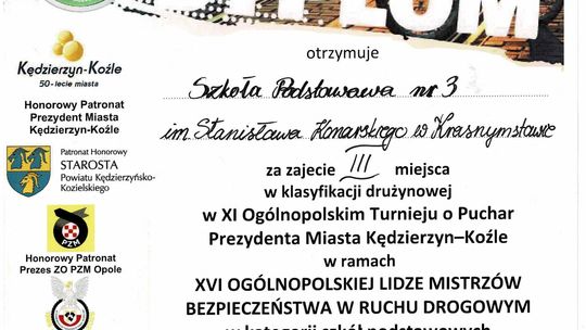 Gm. Krasnystaw. "Trójka" na podium Ogólnopolskiej Ligi Mistrzów Bezpieczeństwa Ruchu Drogowego