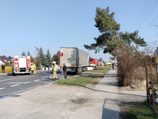 Pożar ciężarówki na drodze przed Izbicą [GALERIA ZDJĘĆ]