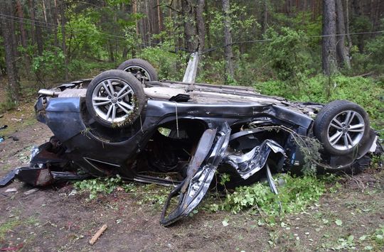 Tragedia na drodze. Łoś wbiegł pod auto – nie żyją dwie osoby [ZDJĘCIA]