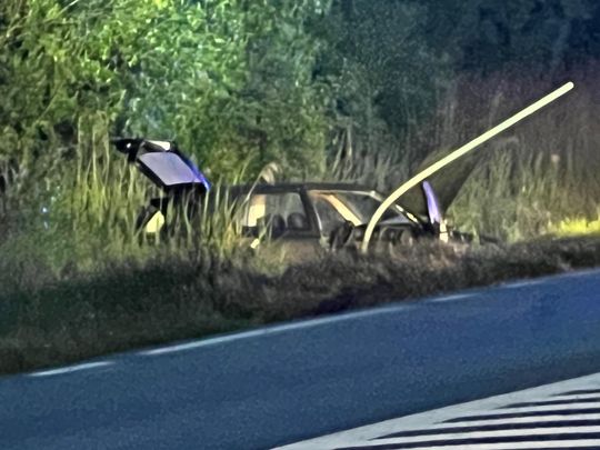 Na trasie Okuninka–Włodawa auto wypadło z drogi [ZDJĘCIA]