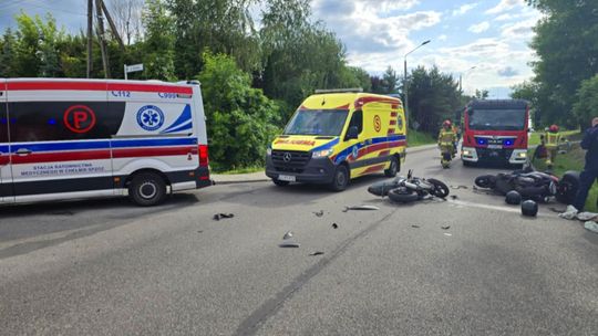 Krasnystaw. Dwa motory roztrzaskane. Dwóch kierowców zabrano do szpitala [ZDJĘCIA]