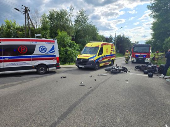 Krasnystaw. Dwa motory roztrzaskane. Dwóch kierowców zabrano do szpitala [ZDJĘCIA]