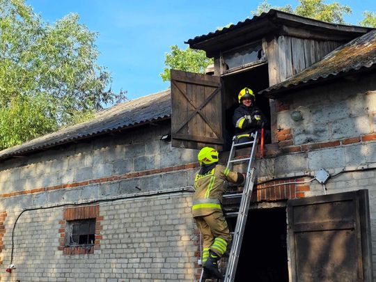 Gm. Urszulin. Pożar obory w Sękowie. Akcja strażaków trwała dwie godziny [ZDJĘCIA]