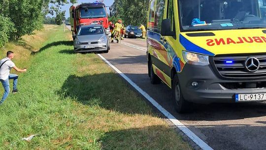 Groźny wypadek na drodze wojewódzkiej. Skoda wypadła z trasy, interweniował śmigłowiec LPR [ZDJĘCIA]