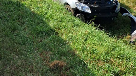 Groźny wypadek na drodze wojewódzkiej. Skoda wypadła z trasy, interweniował śmigłowiec LPR [ZDJĘCIA]
