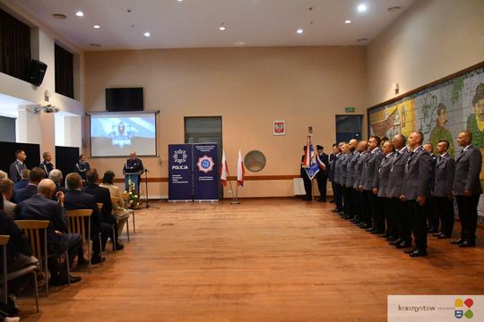 Święto Policji w Krasnymstawie. Podziękowania, mianowania i odznaczenia [GALERIA ZDJĘĆ] 