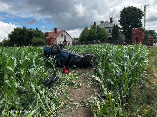 Jedno auto dachowało, drugie uderzyło w drzewo. Pięć osób rannych, w tym 8-letnie dziecko [ZDJĘCIA]
