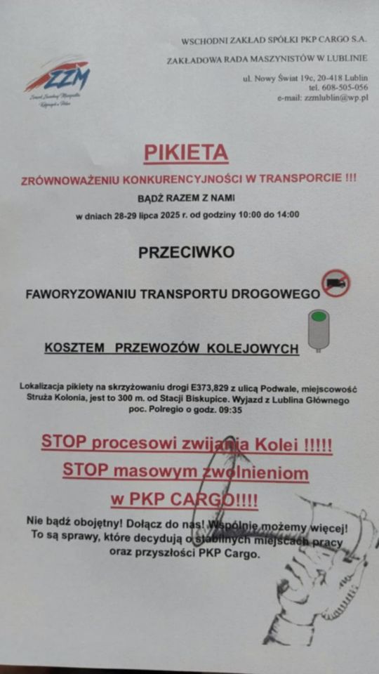 Lubelskie. Kolejarze protestują: "Nie pozwolimy na dalszą bierność rządu" [ZDJĘCIA]