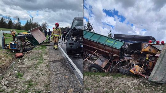 Poważny wypadek w Witoldowie. Rolnik wypadł przez szybę ciągnika. Interweniowało LPR [ZDJĘCIA]