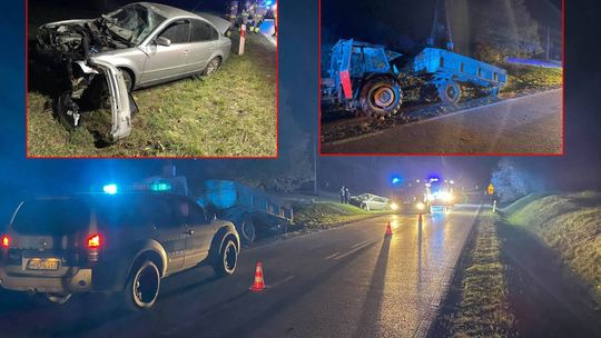 Powiat krasnostawski. Wypadek w Borówku na drodze wojewódzkiej nr 842. Zderzenie osobówki z ciągnikiem rolniczym [ZDJĘCIA]