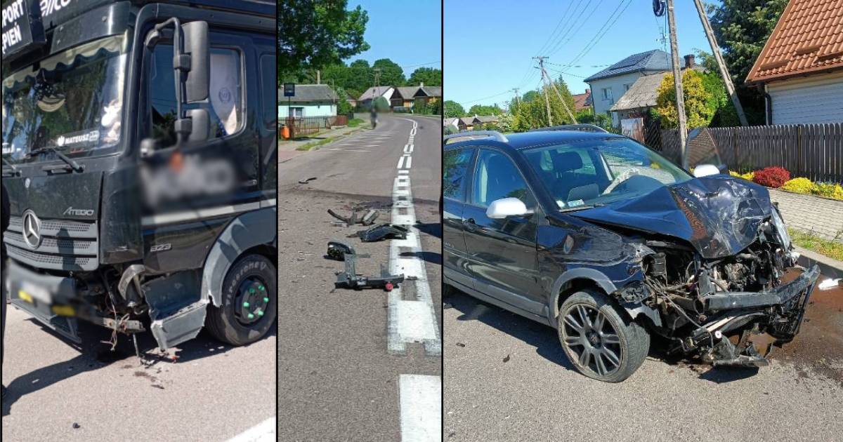 Zderzenie osobówki z ciężarówką w Starym Brusie. Jedna osoba trafiła do szpitala